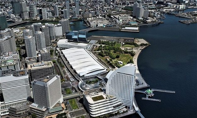 Pacific Convention Plaza Yokohama (Pacifico Yokohama) aerial view; photo credit: Pacifico Yokohama